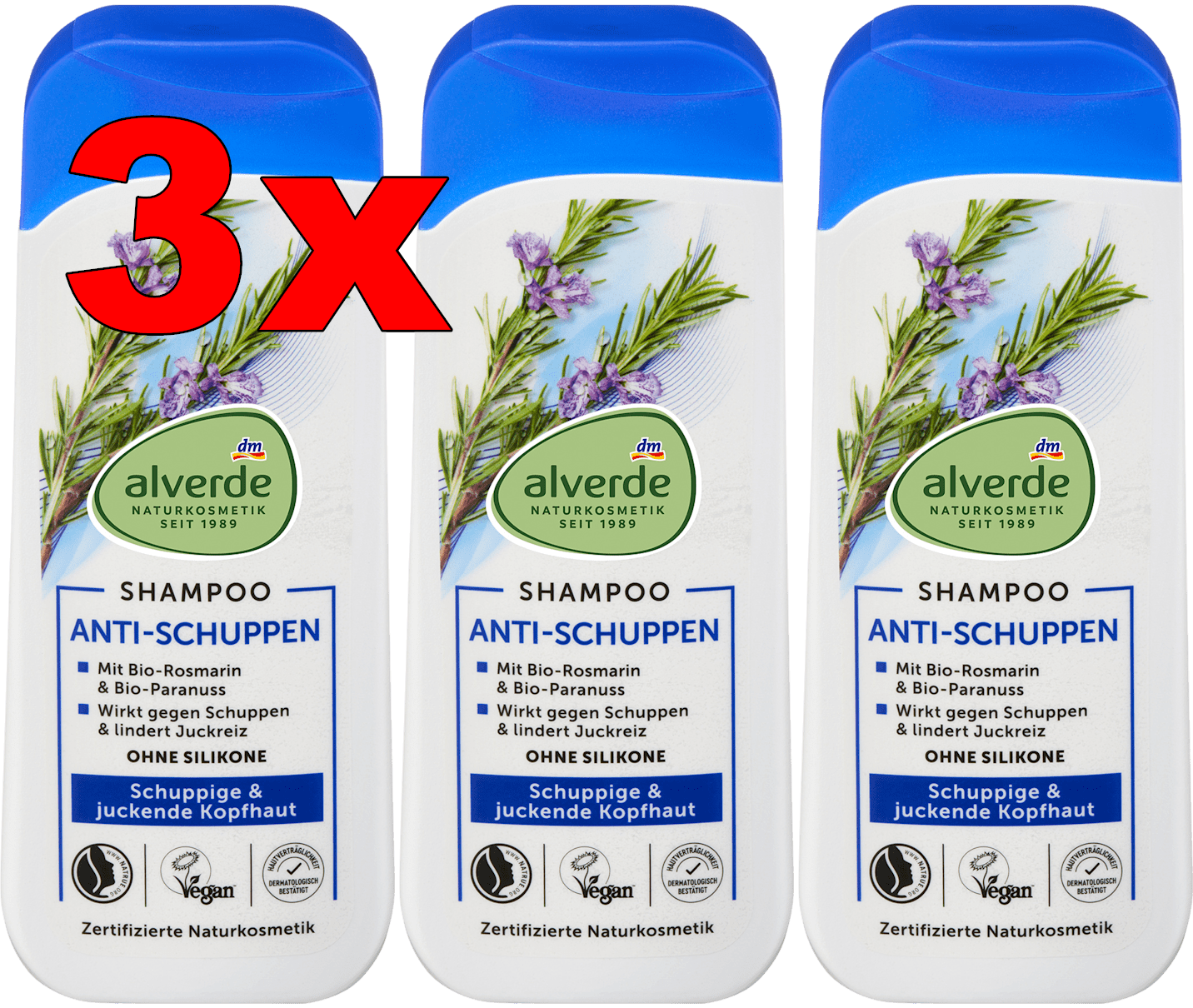 Ebay product: 3 x alverde NATURKOSMETIK Anti-Schuppen-Shampoo 200 ml
