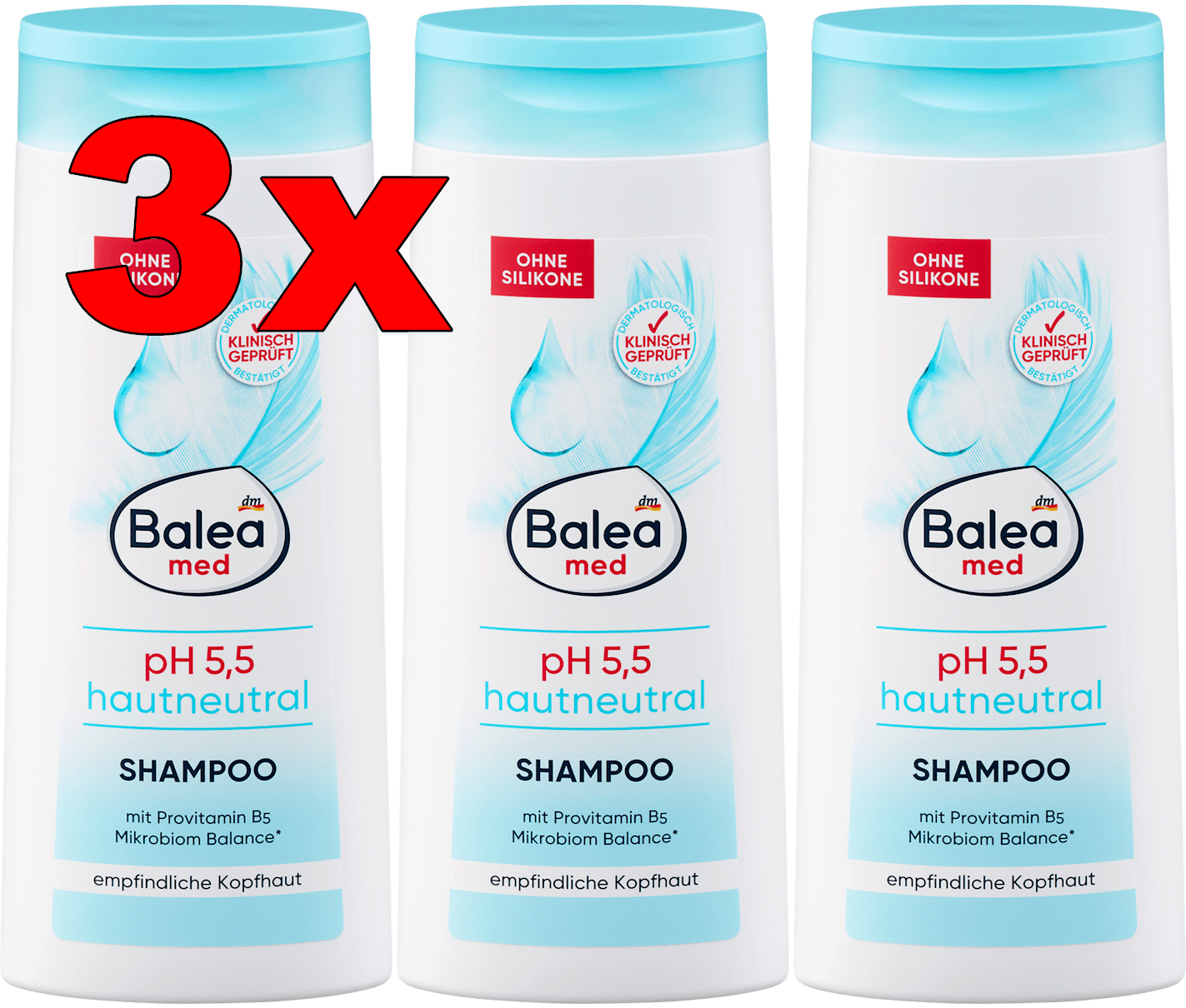 Ebay product: 3 x Balea med pH 5,5 Hautneutral Shampoo ohne Seife 300 ml