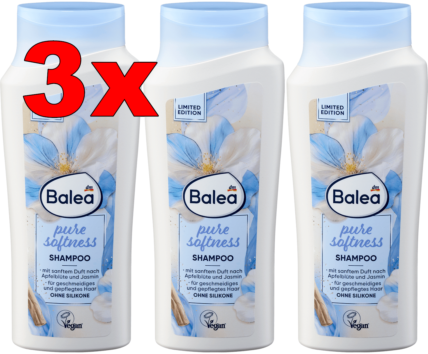 Ebay product: 3 x Balea Pure Softness Shampoo für geschmeidiges Haar vegan Sans Silikon