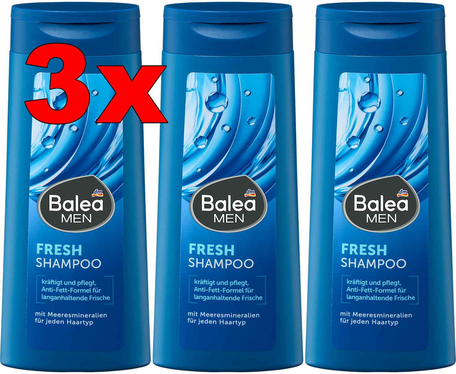 Ebay product: 3 x Balea MEN Shampoo Fresh - Tägliche Pflege mit Anti-Fett-Formel und Meeresmineralien